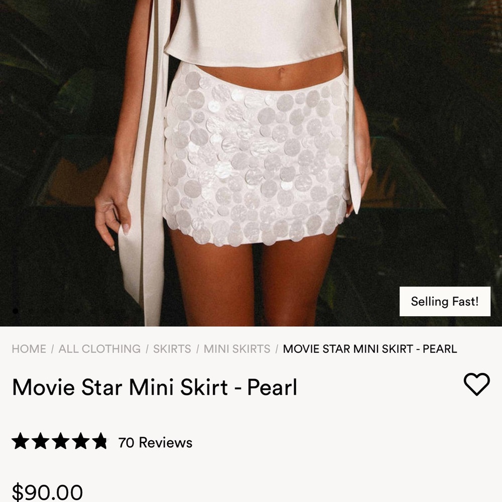 Peppermayo Pearl Sequin Mini Skirt - White (altered)